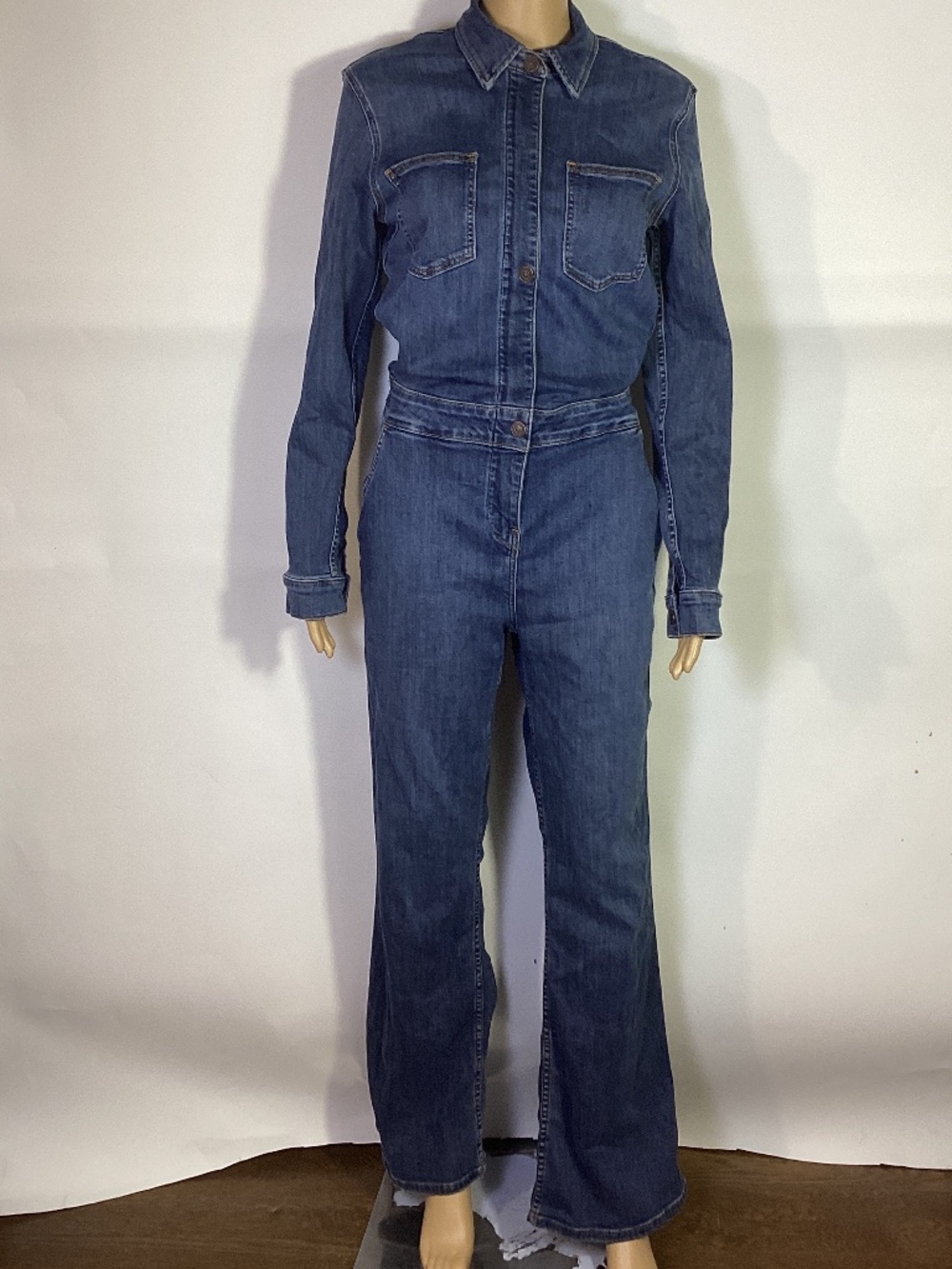 Rivet Utility Size L Rulebreaker Stonewash Denim Bootcut Jumpsuit Coveralls